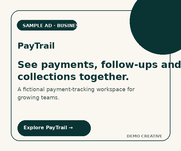 Sample PayTrail payment tracking advertisement