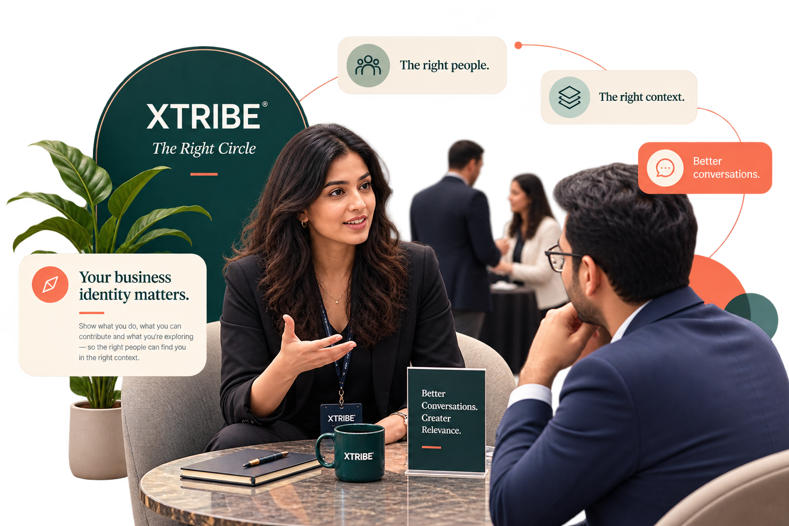 XTribe members using professional context to understand who may be relevant to speak with