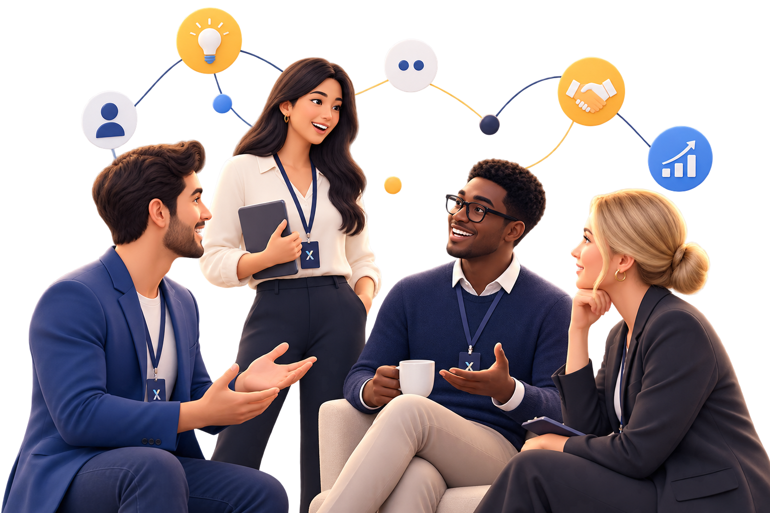 Business people exchanging perspectives before considering possible outcomes