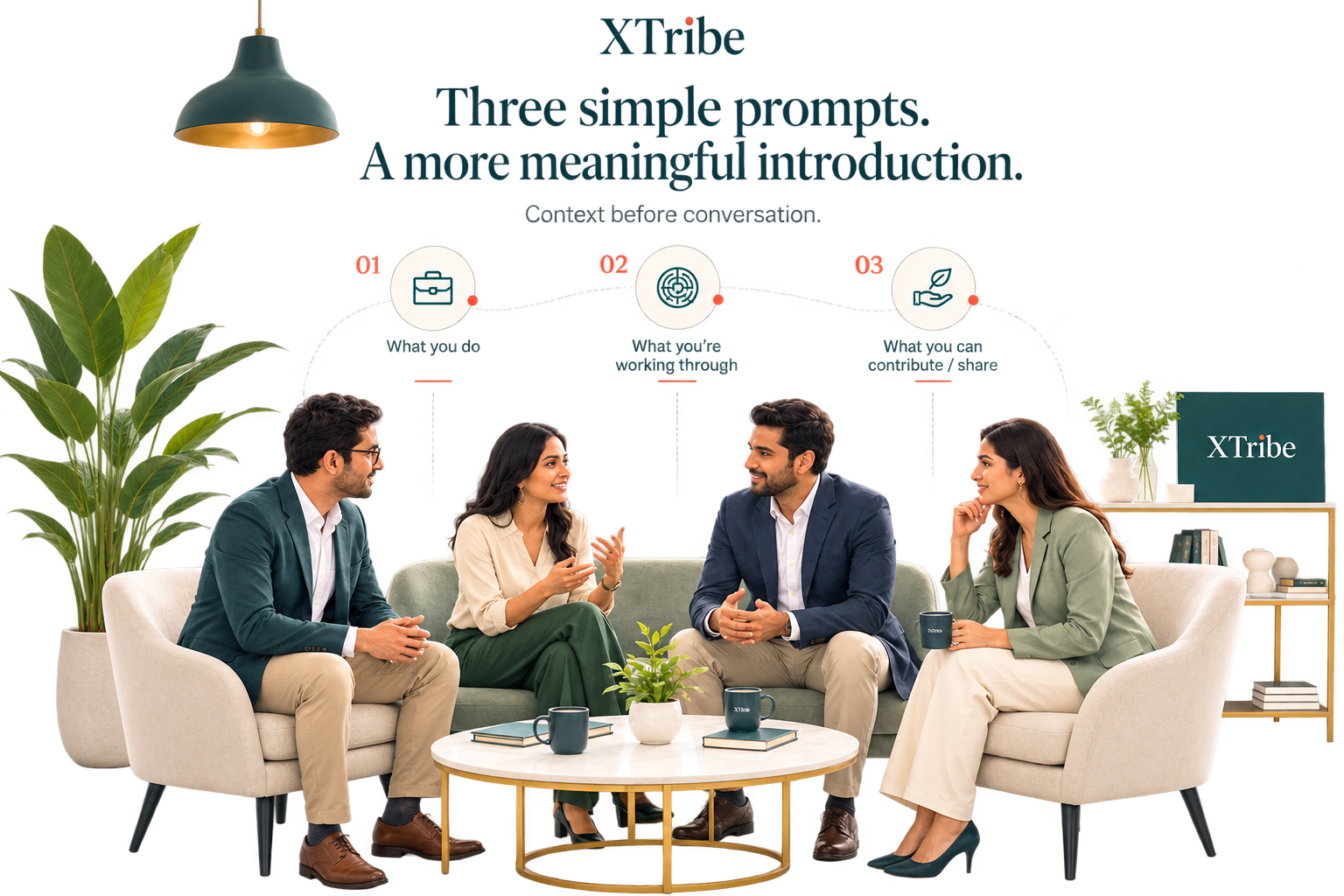 XTribe participants sharing useful professional context before conversation