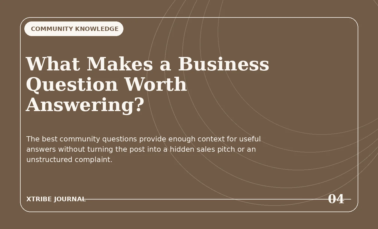 Editorial illustration representing a clear business question inside a professional community